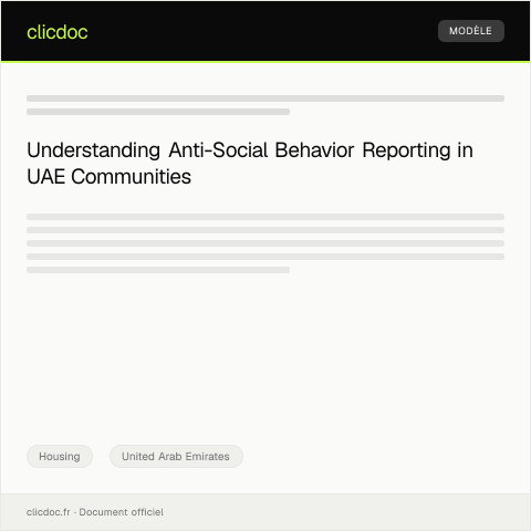 Document preview: Report Anti-Social Behavior in Housing Areas / الإبلاغ عن سلوك مناهض للمجتمع في مناطق السكن — Housing, United Arab Emirates