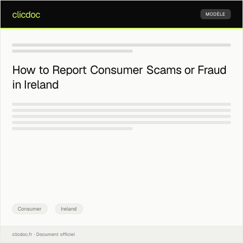 Document preview: Report of Consumer Scam or Fraud — Consumer, Ireland
