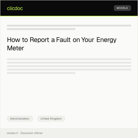 Document preview: Reporting Fault on Energy Meter to Supplier — Administration, United Kingdom