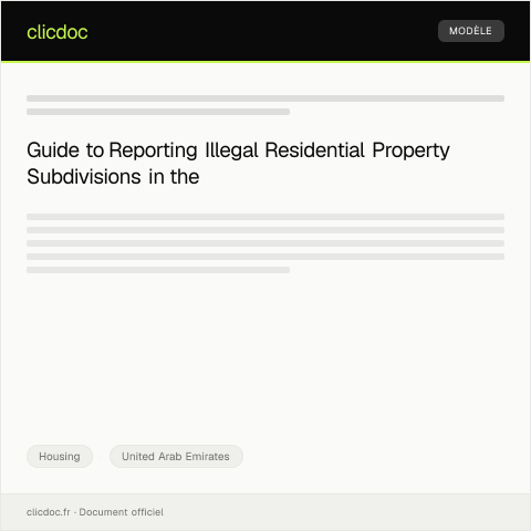 Document preview: Report Illegal Subdivision of Residential Property / الإبلاغ عن تقسيم غير قانوني للعقار السكني — Housing, United Arab Emirates