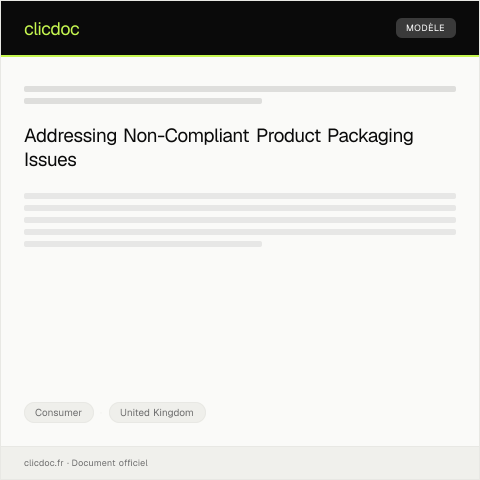 Document preview: Report of Non-Compliant Product Packaging — Consumer, United Kingdom