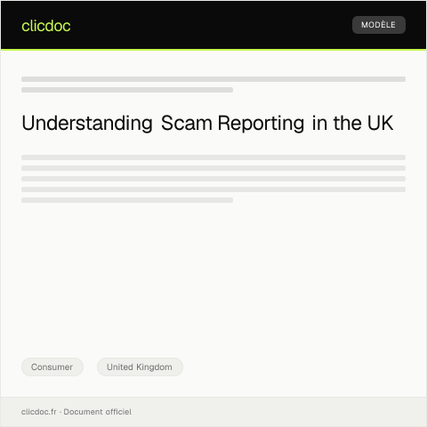 Document preview: Report of Scam or Fraudulent Merchant — Consumer, United Kingdom