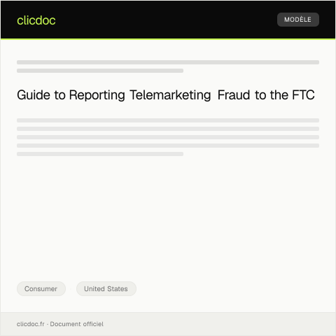 Document preview: Report of Fraudulent Telemarketing Activity to the Federal Trade Commission — Consumer, United States