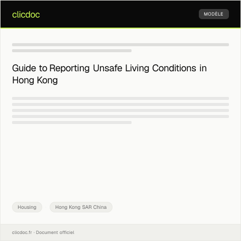 Document preview: Report of Unsafe Living Conditions不安全居住環境報告 — Housing, Hong Kong SAR China