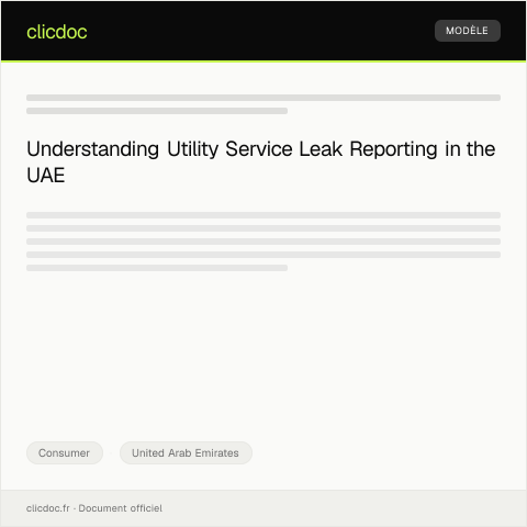 Document preview: Report of Utility Service Leak or Damage (إبلاغ عن تسرب أو تلف في خدمة المرافق) — Consumer, United Arab Emirates