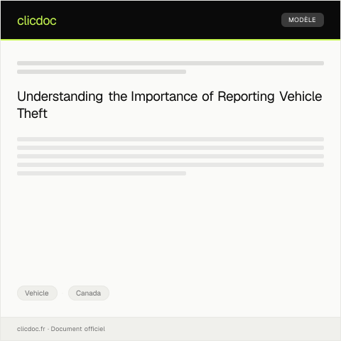 Document preview: Report of Vehicle Theft / Signalement d’un vol de véhicule — Vehicle, Canada