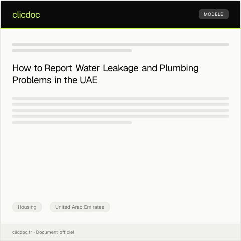 Document preview: Report Water Leakage or Plumbing Issues / الإبلاغ عن تسرب المياه أو مشاكل السباكة — Housing, United Arab Emirates