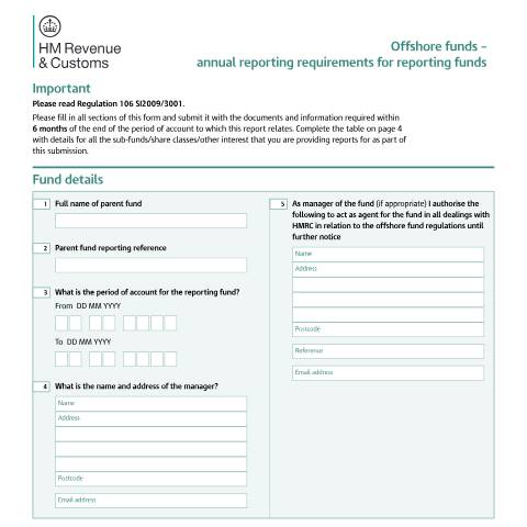 Document preview: Reporting fund - annual report (CISC2) — HM Revenue & Customs, United Kingdom