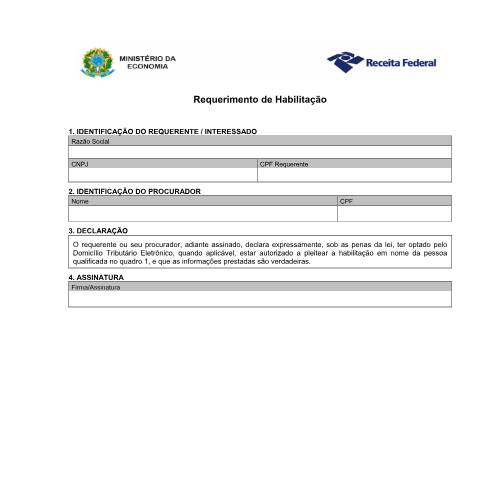 Pré-visualização do documento Requerimento de Habilitação — Comércio Exterior, Brasil