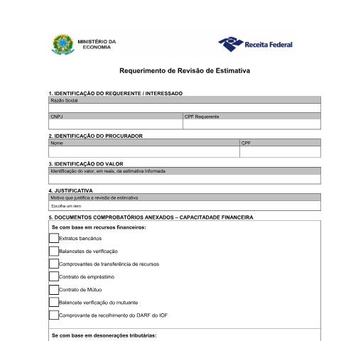 Pré-visualização do documento Requerimento de Revisão de Estimativa — Comércio Exterior, Brasil