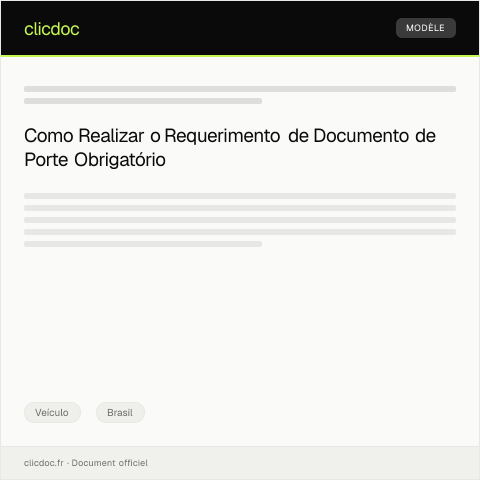 Pré-visualização do documento Requerimento de Expedição de Documento de Porte Obrigatório — Veículo, Brasil