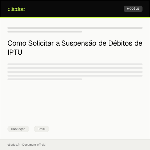 Pré-visualização do documento Requerimento de Suspensão de Débitos de IPTU por Ações Sociais — Habitação, Brasil