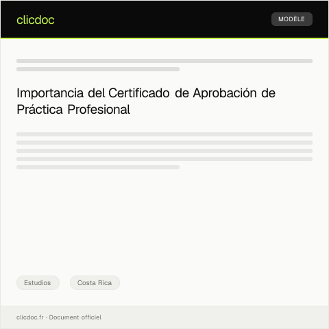 Vista previa del documento Requerimiento de certificado de aprobación de práctica profesional en el país — Estudios, Costa Rica
