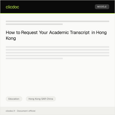 Document preview: Request for Academic Transcript / 學業成績單申請 — Education, Hong Kong SAR China