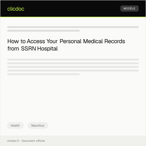 Document preview: Request for Access to Personal Medical Records from SSRN Hospital — Health, Mauritius
