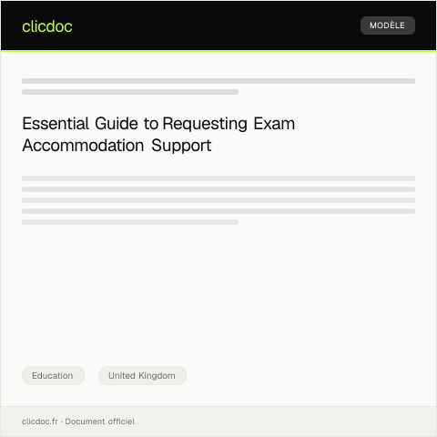 Document preview: Request for Accommodation Support during Exams — Education, United Kingdom
