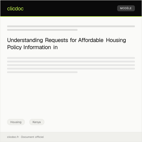 Document preview: Request for Affordable Housing Policy Information — Housing, Kenya