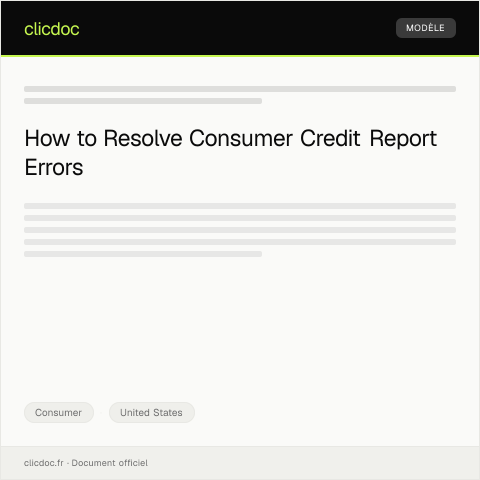 Document preview: Request for Assistance with Consumer Credit Report Errors — Federal Trade Commission — Consumer, United States