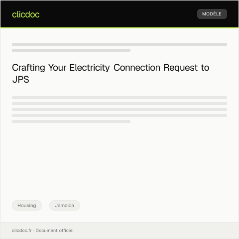 Document preview: Requesting Assistance with Electricity Connection from Jamaica Public Service — Housing, Jamaica