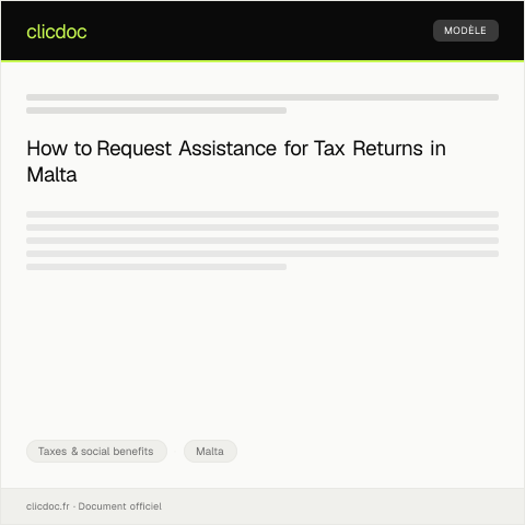 Document preview: Request for Assistance in Filing Tax Returns — Taxes & social benefits, Malta