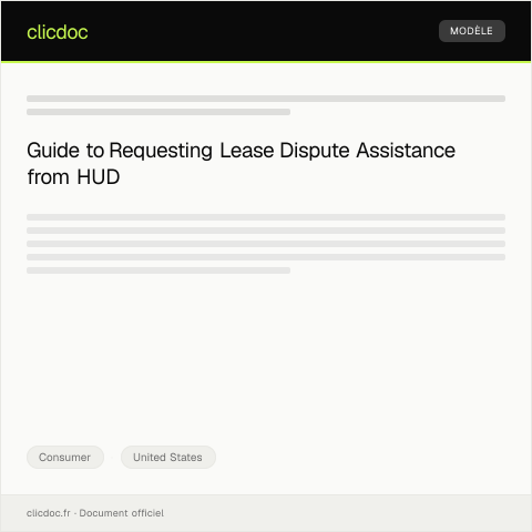 Document preview: Request for Assistance with a Lease Dispute — U.S. Department of Housing and Urban Development — Consumer, United States