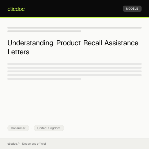 Document preview: Request for Assistance with Product Recall — Consumer, United Kingdom