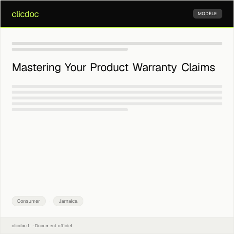 Document preview: Request for Assistance with Product Warranty Claims — Consumer, Jamaica