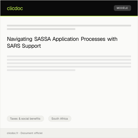 Document preview: Request for Assistance with SASSA Application Processes — Taxes & social benefits, South Africa