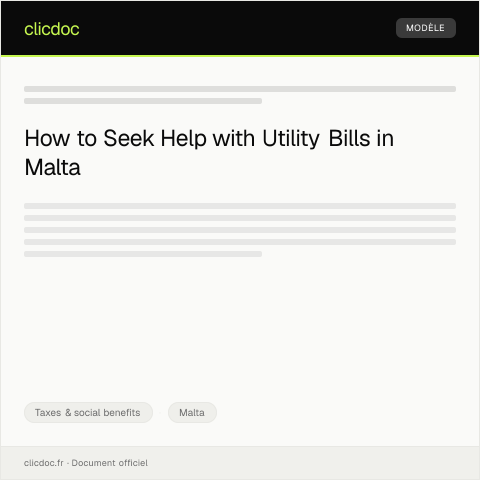 Document preview: Request for Assistance with Utility Bills — Taxes & social benefits, Malta