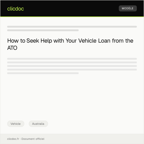 Document preview: Request for Assistance with Vehicle Loan or Finance Agreements — Vehicle, Australia