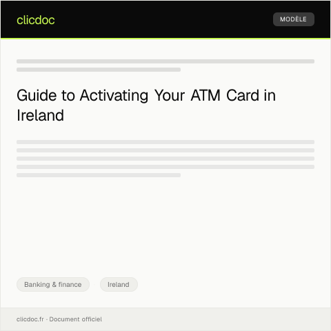 Document preview: Request for ATM Card Activation — Banking & finance, Ireland