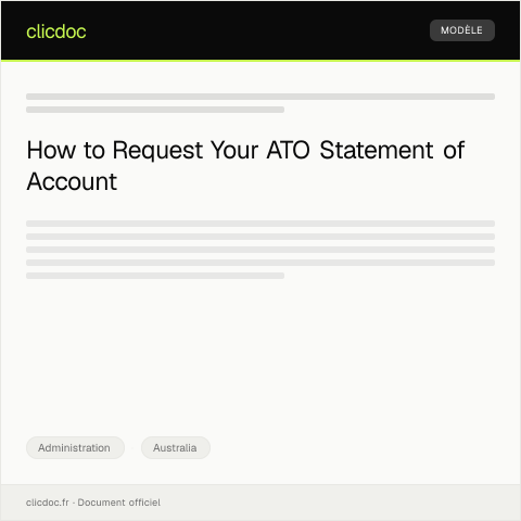 Document preview: Request for an ATO Statement of Account — Administration, Australia