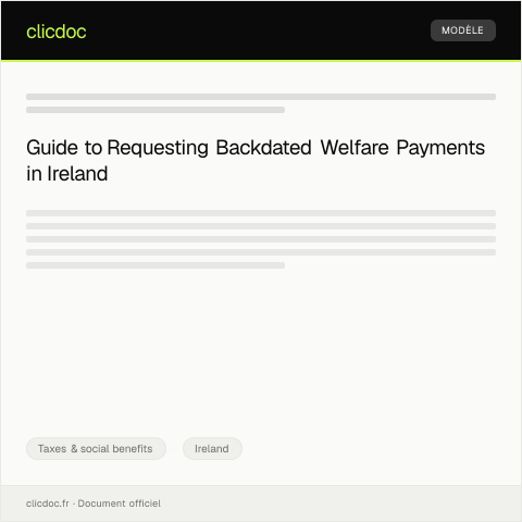 Document preview: Request for Backdated Welfare Payment — Taxes & social benefits, Ireland