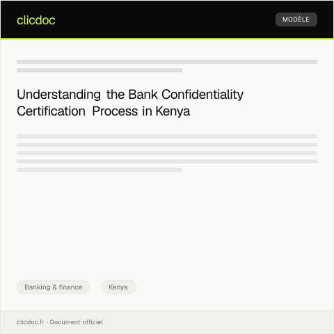 Document preview: Request for Bank Confidentiality Certification (Form BK-CONF017) — Banking & finance, Kenya