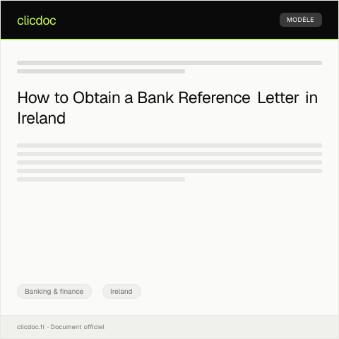 Document preview: Request for Bank Reference Letter — Banking & finance, Ireland