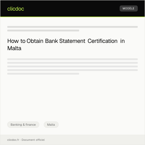Document preview: Request for Bank Statement Certification — Banking & finance, Malta
