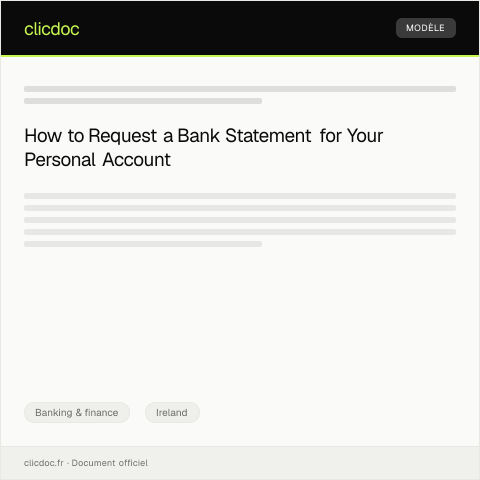 Document preview: Request for Bank Statement for Personal Account — Banking & finance, Ireland