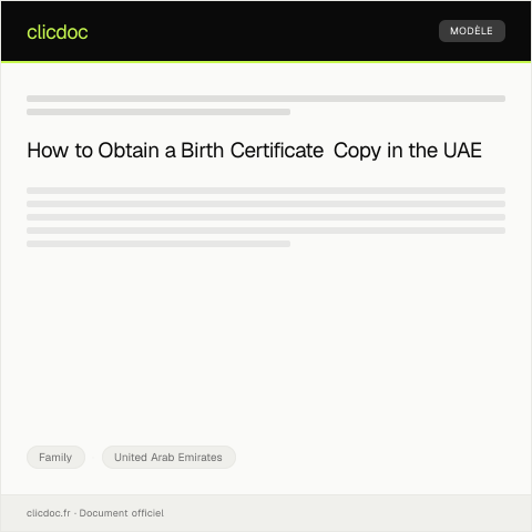 Document preview: Request for Birth Certificate Copy for Emirati and Resident Families — Family, United Arab Emirates
