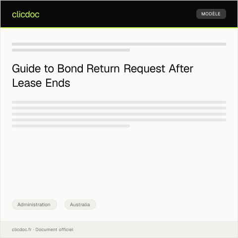 Document preview: Request for Return of Bond After Lease Termination — Administration, Australia