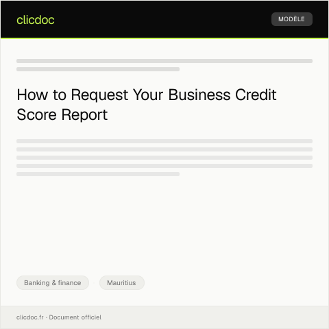 Document preview: Request for Business Credit Score Report — Banking & finance, Mauritius