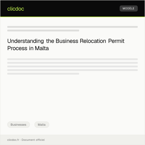 Document preview: Request for Business Relocation Permit — Businesses, Malta