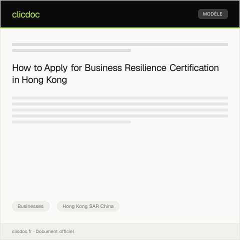 Document preview: Request for Business Resilience Certification / 商業韌性證明申請 — Businesses, Hong Kong SAR China