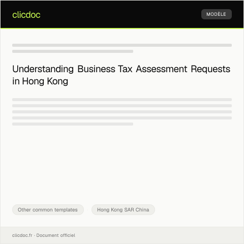 Document preview: Request for Business Tax Assessment (商業稅務評估申請) — Other common templates, Hong Kong SAR China