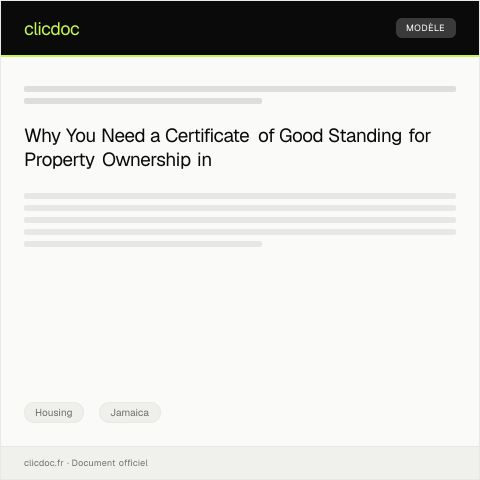 Document preview: Requesting a Certificate of Good Standing for Property Ownership — Housing, Jamaica
