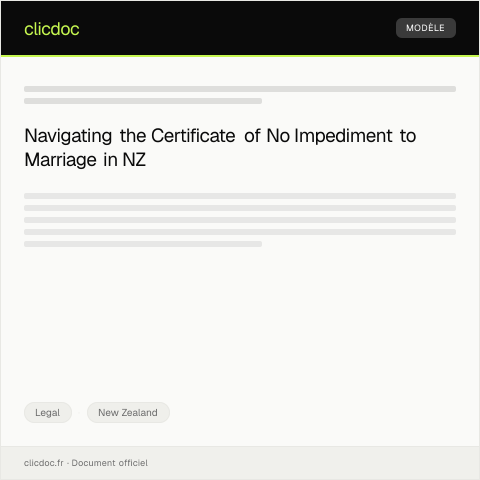 Document preview: Request for Certificate of No Impediment to Marriage — Legal, New Zealand