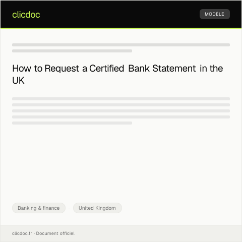 Document preview: Request for a Certified Bank Statement — Banking & finance, United Kingdom