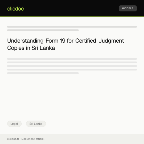 Document preview: Request for Certified Copy of Judgment – Form 19 — Legal, Sri Lanka