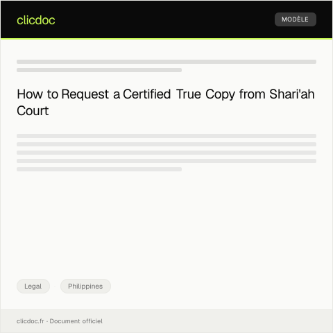 Document preview: Request for Certified True Copy of Court Judgment from Shari'ah Court — Legal, Philippines