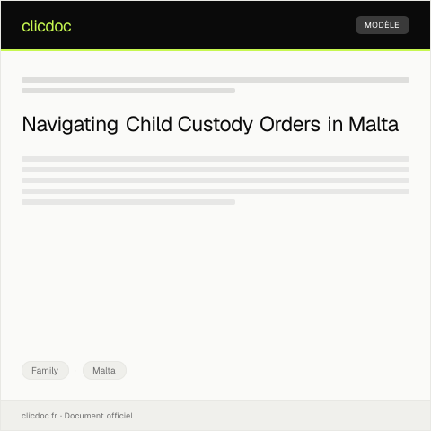 Document preview: Request for Child Custody Order / Talba għal-Ordinanza ta’ Kustodja tat-Tarbija — Family, Malta