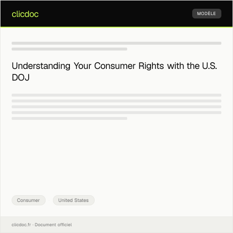 Document preview: Request for Clarification of Consumer Rights — U.S. Department of Justice — Consumer, United States